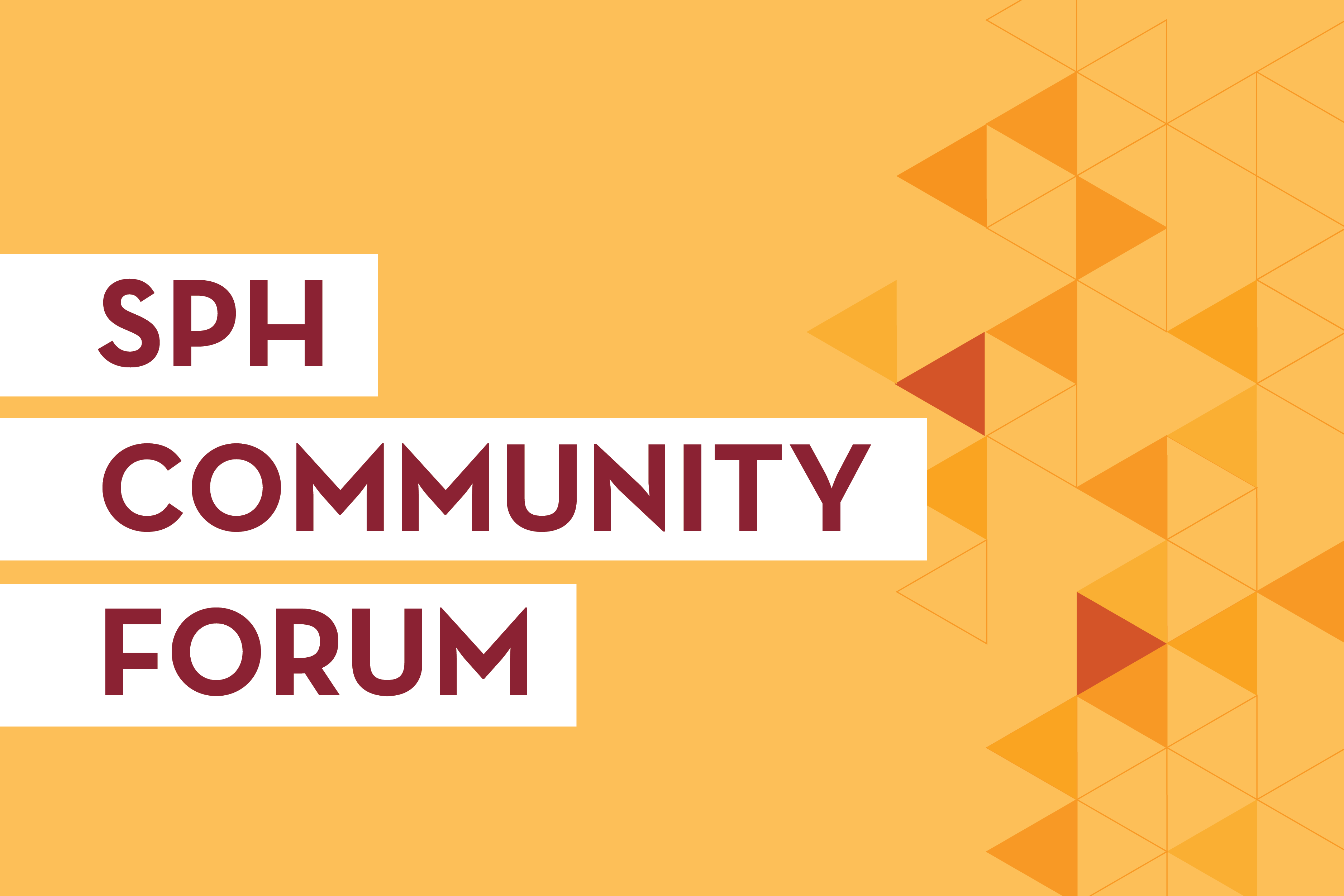 yellow graphic with triangles that says SPH Community Forum