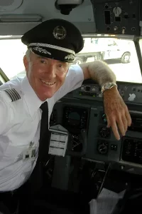 Richard Shipman in an airplane cockpit